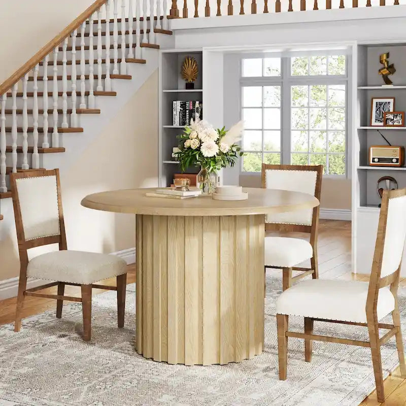 Table à manger ronde moderne de 109,9 cm pour 4 personnes pour salle à manger