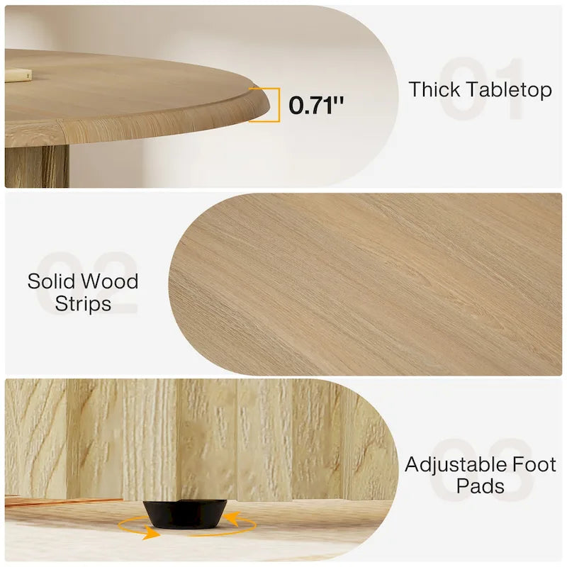 Table à manger ronde moderne de 109,9 cm pour 4 personnes pour salle à manger