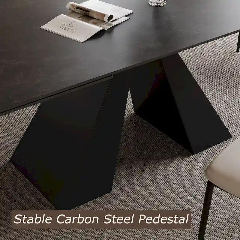 Table à manger moderne extensible 63-95, plateau en pierre frittée mate, table de cuisine moderne pour 6 à 10 personnes - 94,5 x 35,4