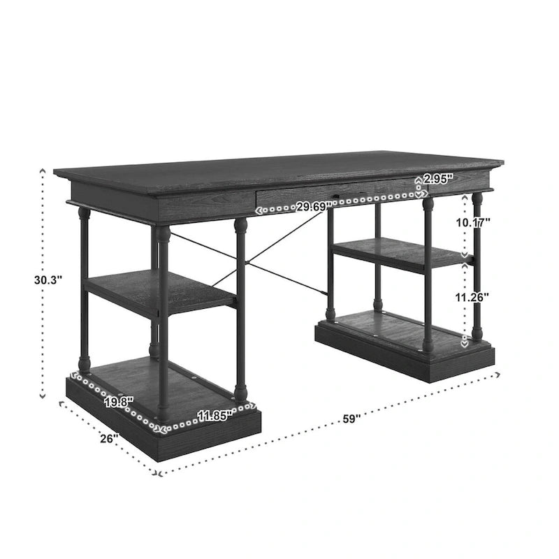 Bureau d'écriture de rangement Barnstone Cornice à 1 tiroir par iNSPIRE Q Artisan