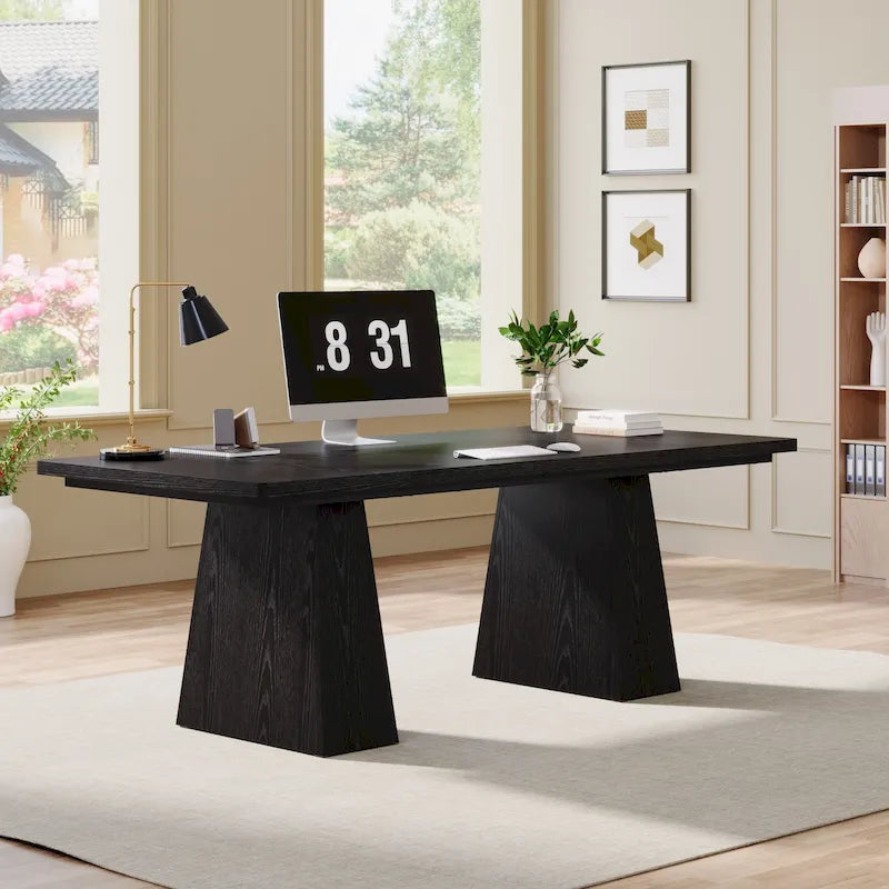 Bureau d'ordinateur rustique de 160 cm pour bureau à domicile