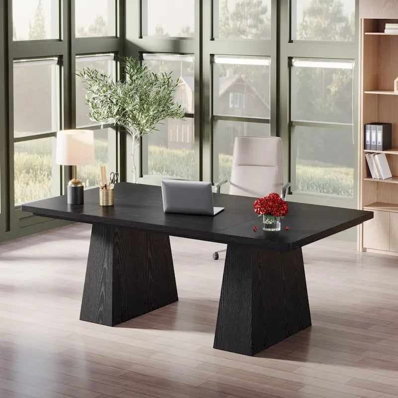 Bureau d'ordinateur rustique de 160 cm pour bureau à domicile