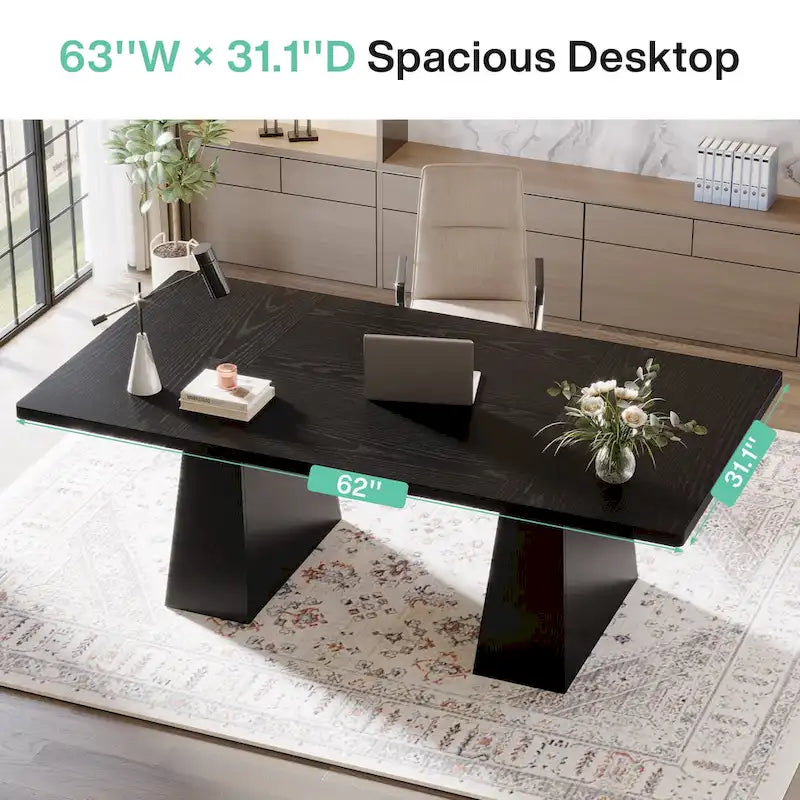 Bureau d'ordinateur rustique de 160 cm pour bureau à domicile
