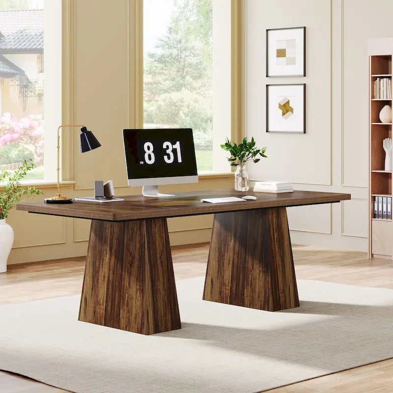 Bureau d'ordinateur rustique de 160 cm pour bureau à domicile