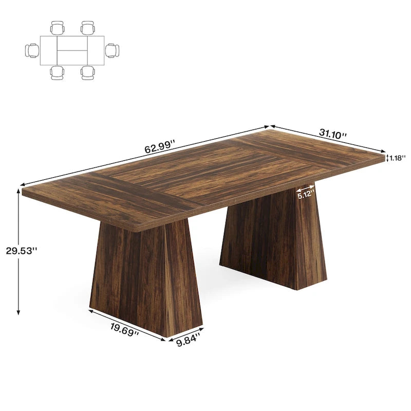 Bureau d'ordinateur rustique de 160 cm pour bureau à domicile
