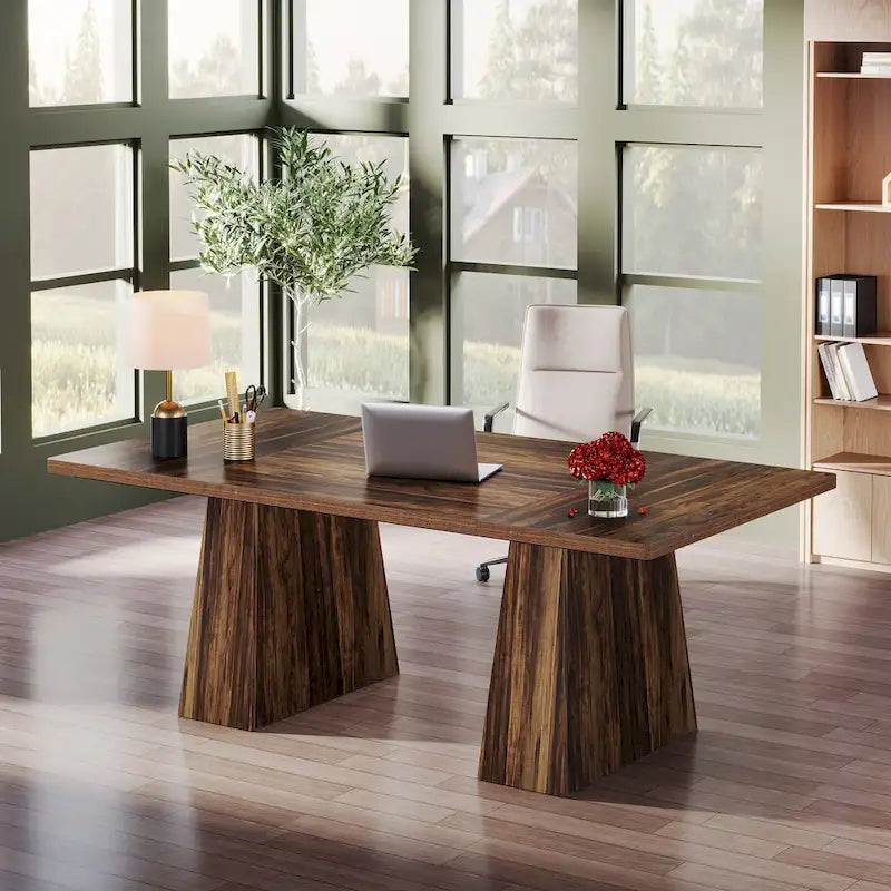 Bureau d'ordinateur rustique de 160 cm pour bureau à domicile