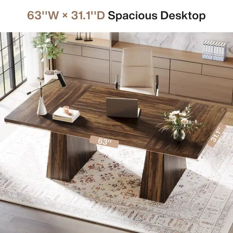Bureau d'ordinateur rustique de 160 cm pour bureau à domicile