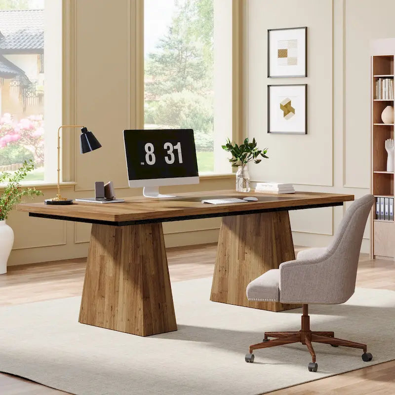 Bureau d'ordinateur rustique de 160 cm pour bureau à domicile