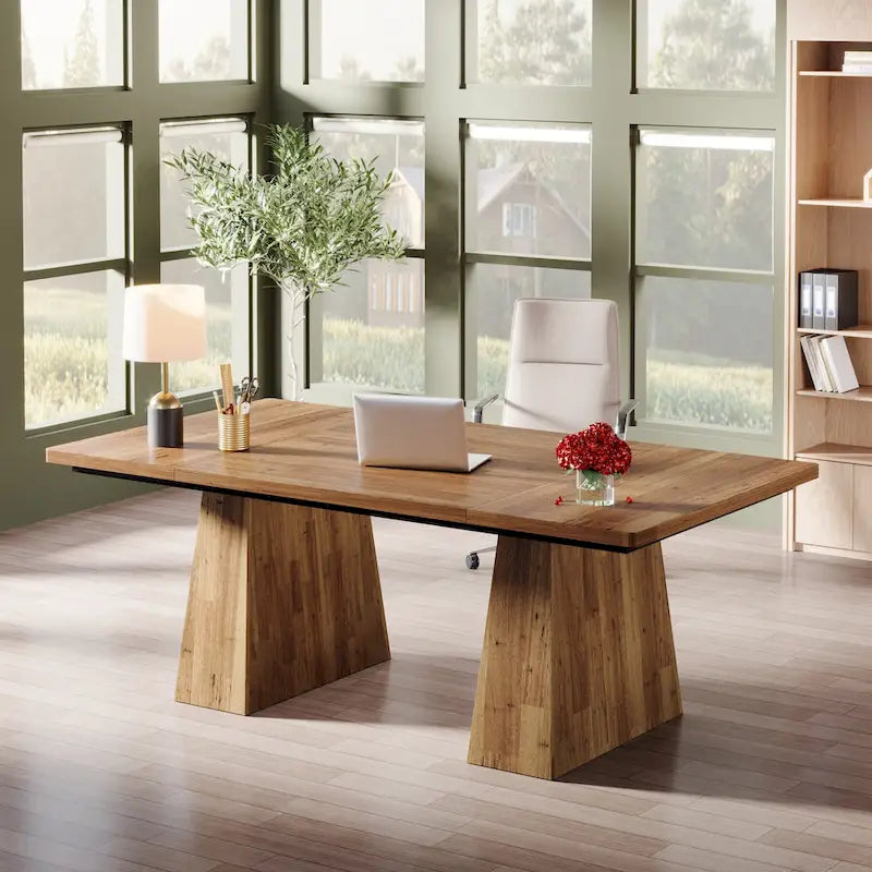 Bureau d'ordinateur rustique de 160 cm pour bureau à domicile