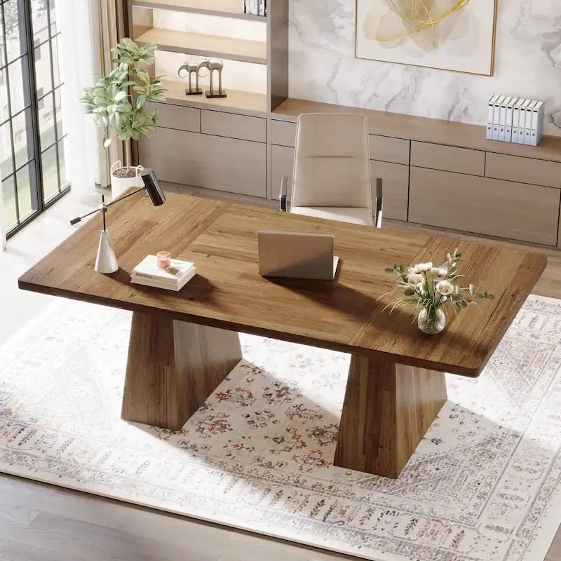 Bureau d'ordinateur rustique de 160 cm pour bureau à domicile