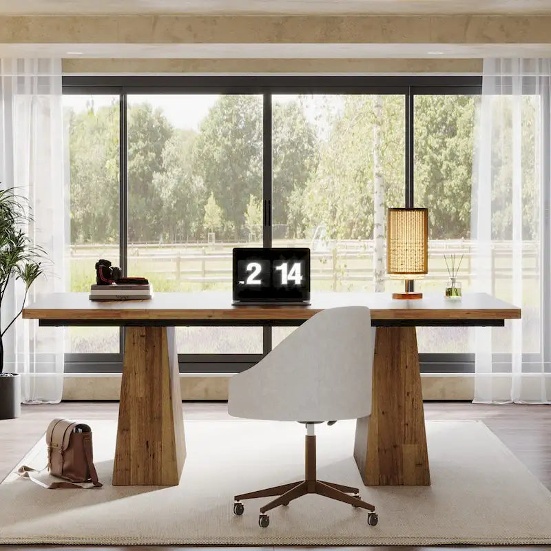Bureau d'ordinateur rustique de 160 cm pour bureau à domicile