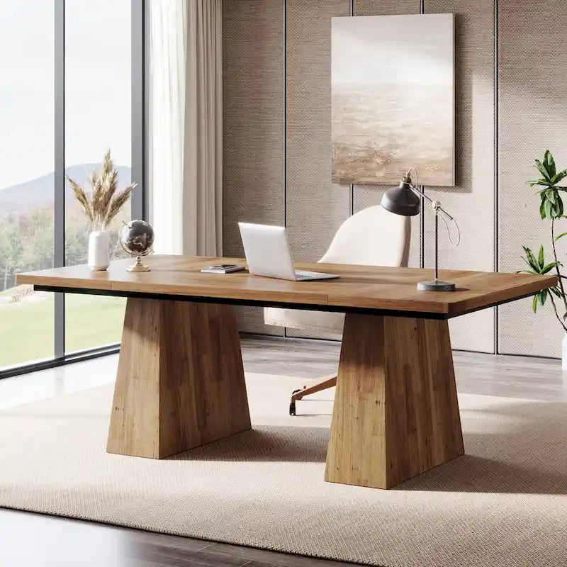 Bureau d'ordinateur rustique de 160 cm pour bureau à domicile