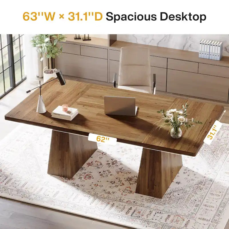 Bureau d'ordinateur rustique de 160 cm pour bureau à domicile