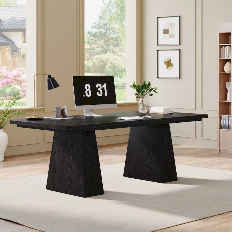 Bureau d'ordinateur rustique de 160 cm pour bureau à domicile