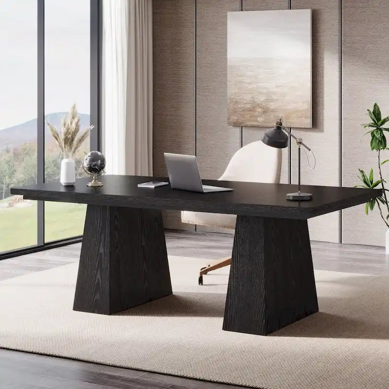 Bureau d'ordinateur rustique de 160 cm pour bureau à domicile