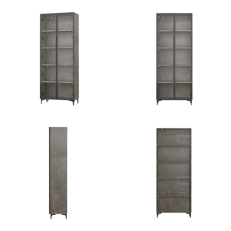 Vitrine d'exposition avec portes en verre et éclairage LED