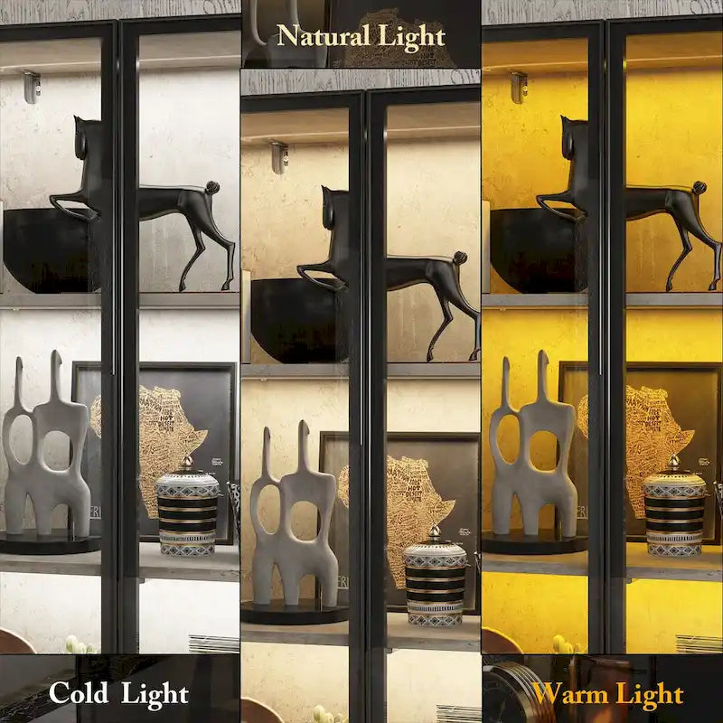 Vitrine d'exposition avec portes en verre et éclairage LED