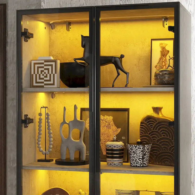 Vitrine d'exposition avec portes en verre et éclairage LED