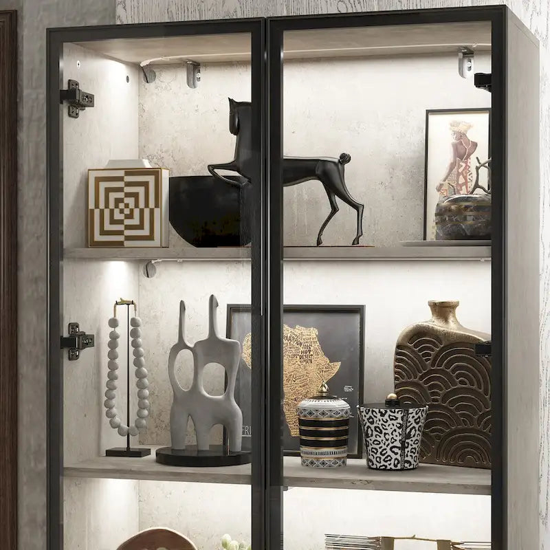 Vitrine d'exposition avec portes en verre et éclairage LED