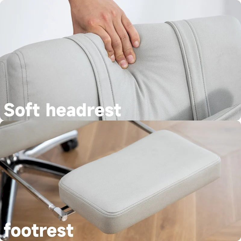 Chaise de bureau ergonomique pivotante, dossier haut avec appui-tête et soutien lombaire, chaise de patron confortable pour sédentaire, inclinable à 155°