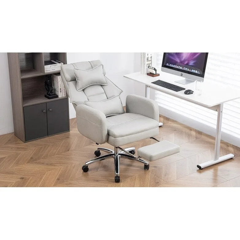Chaise de bureau ergonomique pivotante, dossier haut avec appui-tête et soutien lombaire, chaise de patron confortable pour sédentaire, inclinable à 155°