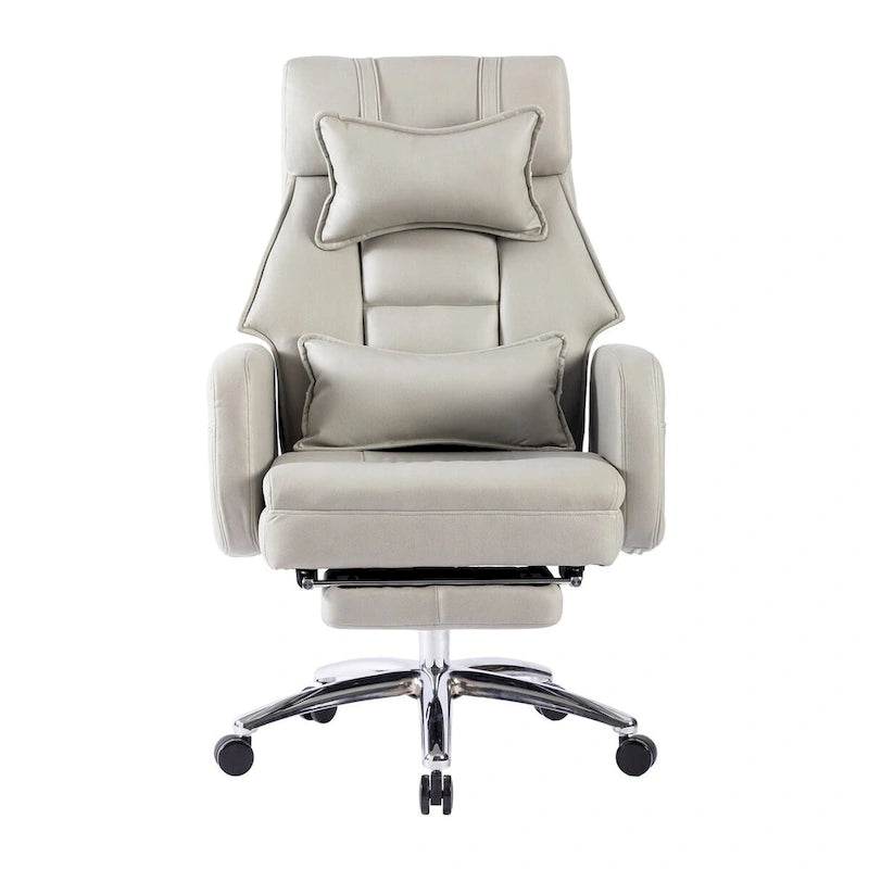 Chaise de bureau ergonomique pivotante, dossier haut avec appui-tête et soutien lombaire, chaise de patron confortable pour sédentaire, inclinable à 155°