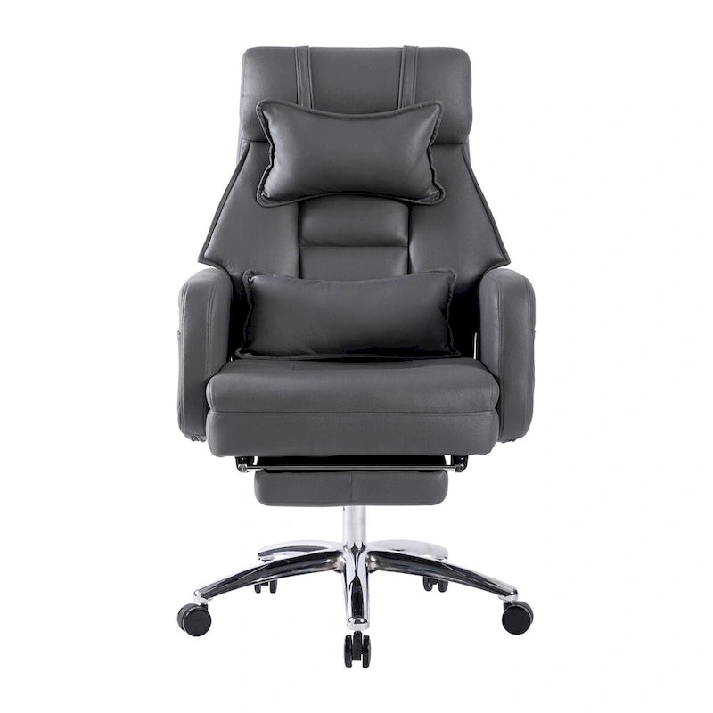Chaise de bureau ergonomique pivotante, dossier haut avec appui-tête et soutien lombaire, chaise de patron confortable pour sédentaire, inclinable à 155°