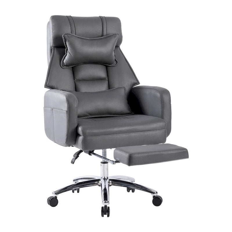 Chaise de bureau ergonomique pivotante, dossier haut avec appui-tête et soutien lombaire, chaise de patron confortable pour sédentaire, inclinable à 155°