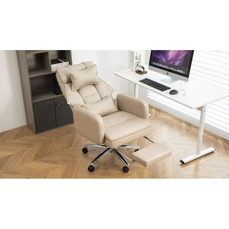 Chaise de bureau ergonomique pivotante, dossier haut avec appui-tête et soutien lombaire, chaise de patron confortable pour sédentaire, inclinable à 155°
