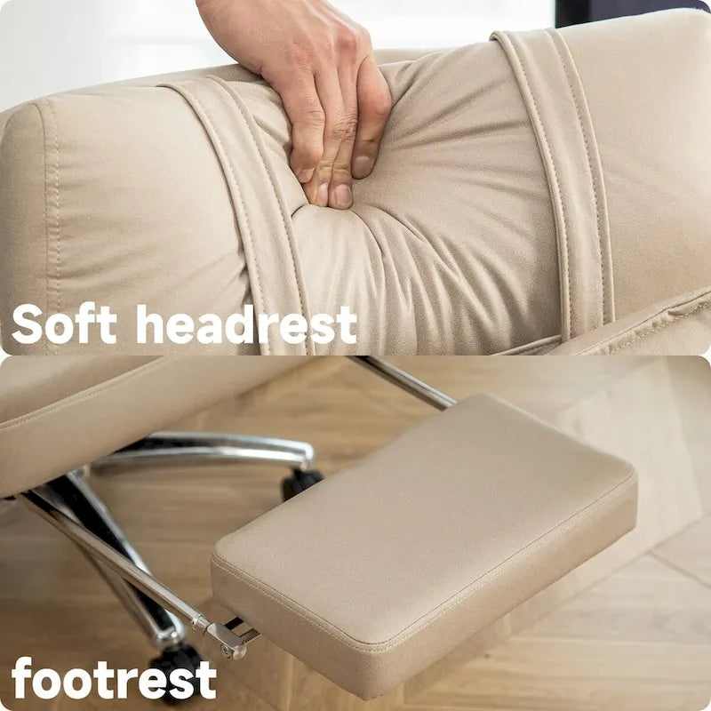Chaise de bureau ergonomique pivotante, dossier haut avec appui-tête et soutien lombaire, chaise de patron confortable pour sédentaire, inclinable à 155°