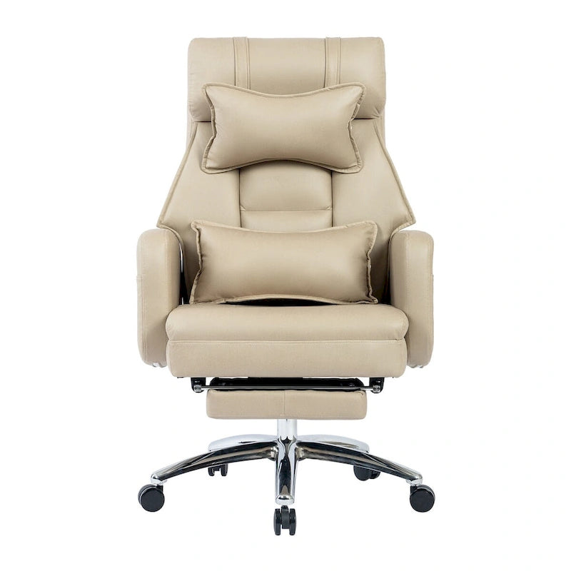 Chaise de bureau ergonomique pivotante, dossier haut avec appui-tête et soutien lombaire, chaise de patron confortable pour sédentaire, inclinable à 155°
