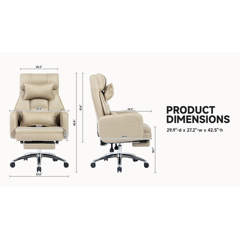 Chaise de bureau ergonomique pivotante, dossier haut avec appui-tête et soutien lombaire, chaise de patron confortable pour sédentaire, inclinable à 155°