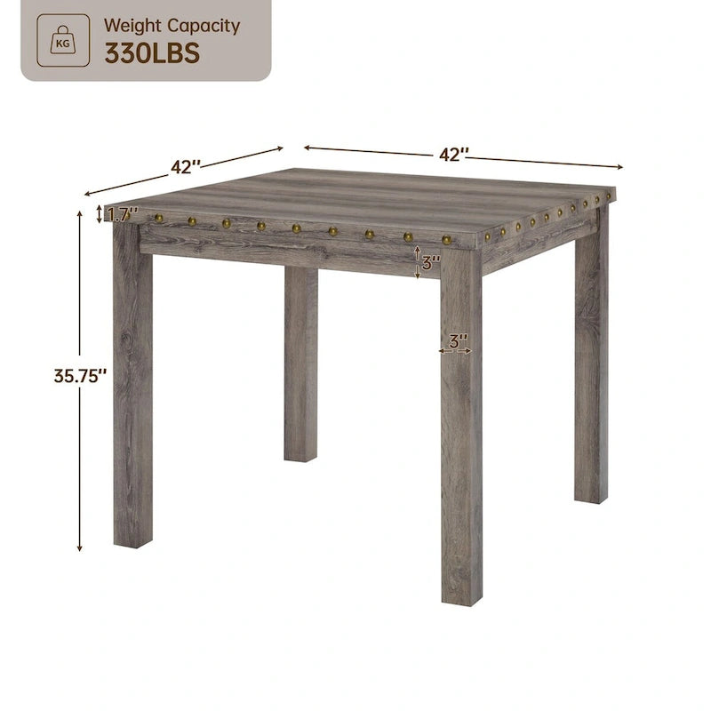Morden Fort – Ensemble table de bar carrée 3 pièces style rustique, 2 tabourets de bar rembourrés avec ensemble table de salle à manger