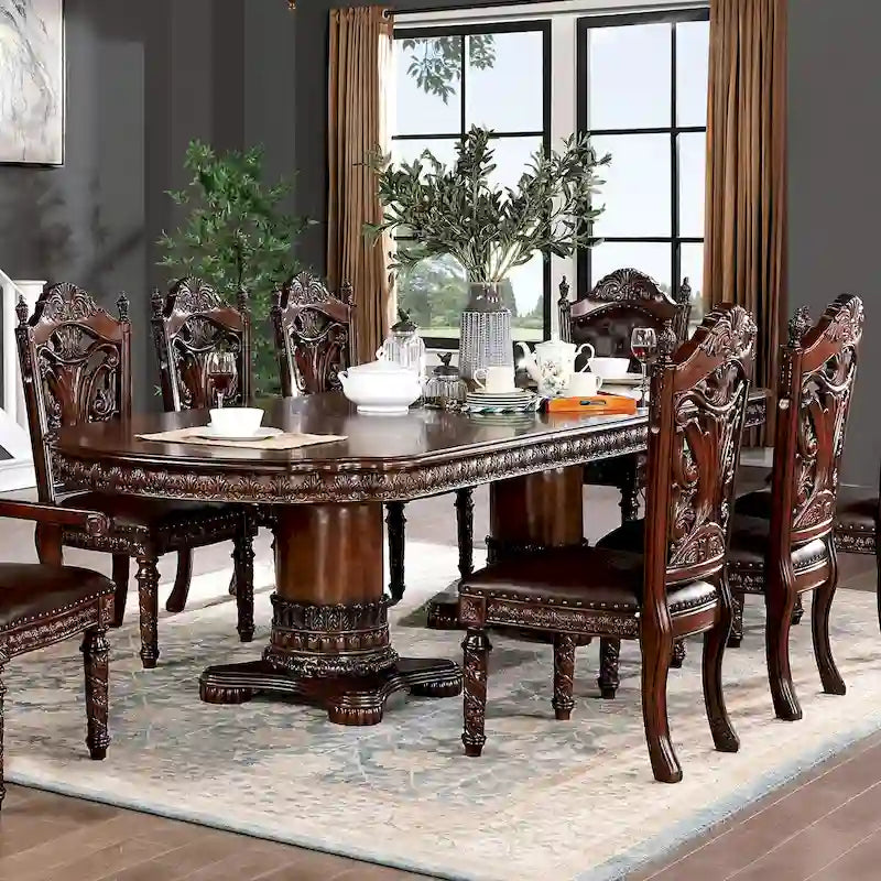 Ensemble de salle à manger 7 pièces extensible traditionnel en bois massif de cerisier Abeena de Furniture of America