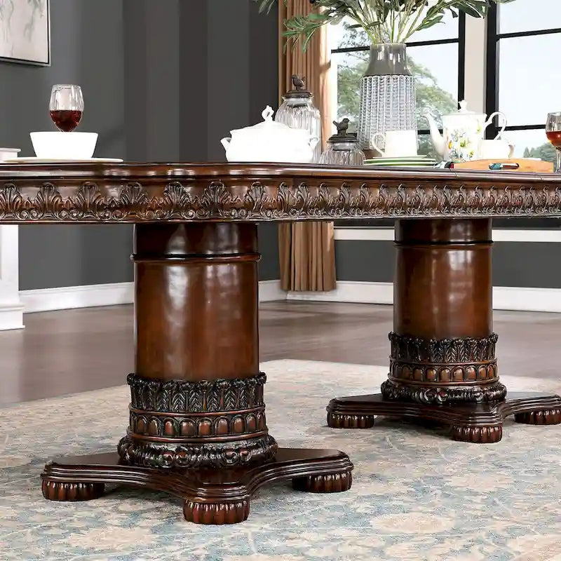 Ensemble de salle à manger 7 pièces extensible traditionnel en bois massif de cerisier Abeena de Furniture of America
