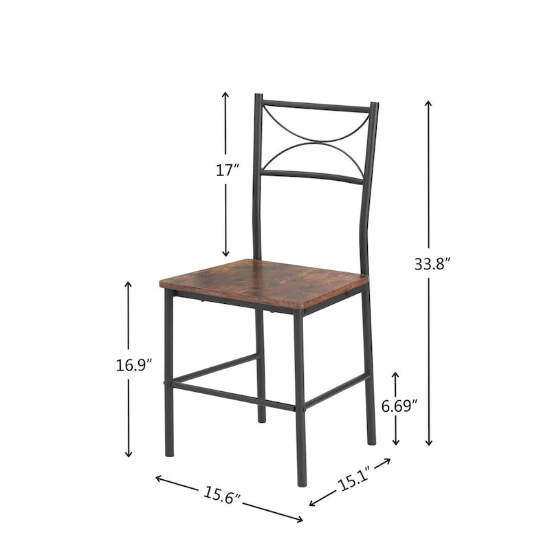Ensemble de salle à manger 3 pièces, table et chaises rétro marron, convient pour le salon et la cuisine