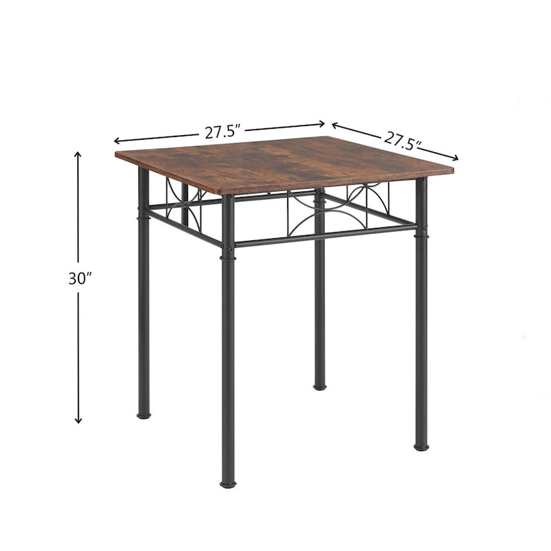 Ensemble de salle à manger 3 pièces, table et chaises rétro marron, convient pour le salon et la cuisine