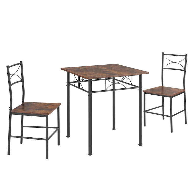 Ensemble de salle à manger 3 pièces, table et chaises rétro marron, convient pour le salon et la cuisine