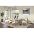 Table de cuisine rectangulaire moderne en bois avec huit chaises, Table à manger et huit sièges, Marron clair