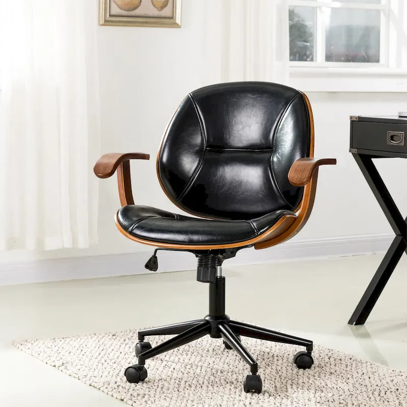 Chaise de bureau pivotante Glitzhome moderne ergonomique en similicuir réglable avec vérin à gaz