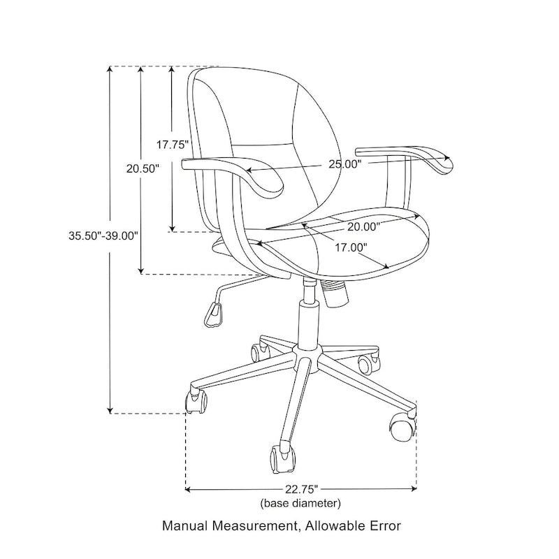 Chaise de bureau pivotante Glitzhome moderne ergonomique en similicuir réglable avec vérin à gaz