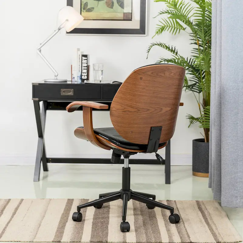 Chaise de bureau pivotante Glitzhome moderne ergonomique en similicuir réglable avec vérin à gaz