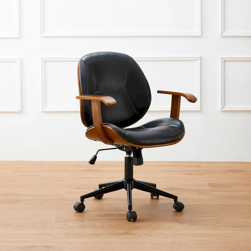 Chaise de bureau pivotante Glitzhome moderne ergonomique en similicuir réglable avec vérin à gaz