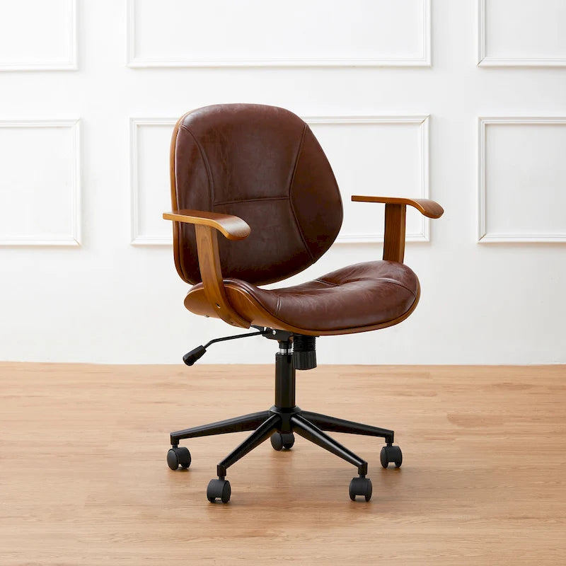 Chaise de bureau pivotante Glitzhome moderne ergonomique en similicuir réglable avec vérin à gaz