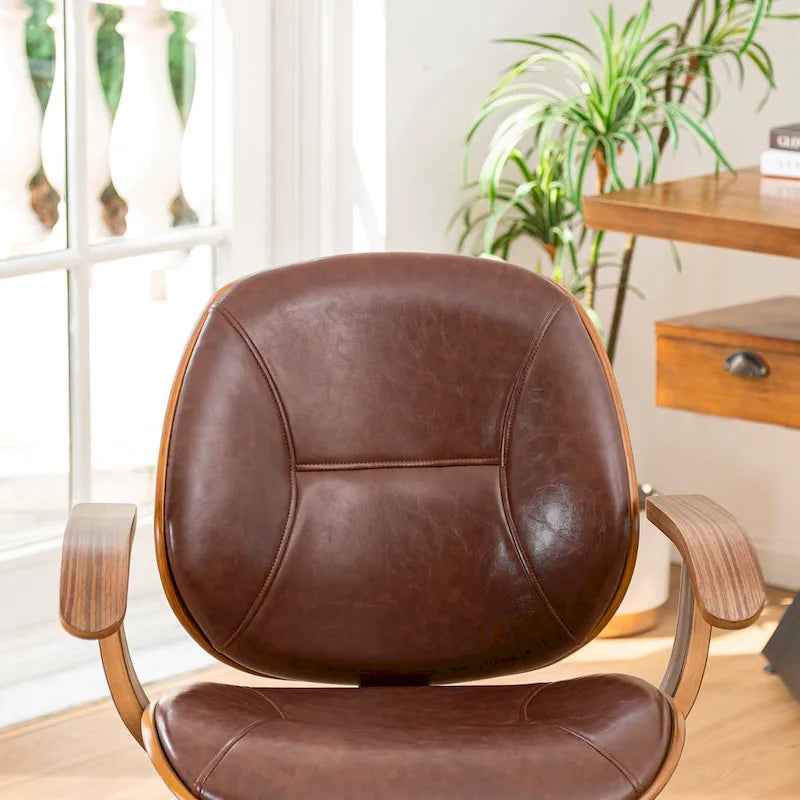 Chaise de bureau pivotante Glitzhome moderne ergonomique en similicuir réglable avec vérin à gaz