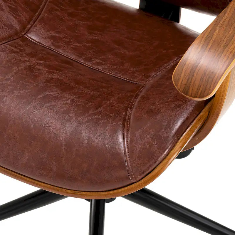 Chaise de bureau pivotante Glitzhome moderne ergonomique en similicuir réglable avec vérin à gaz