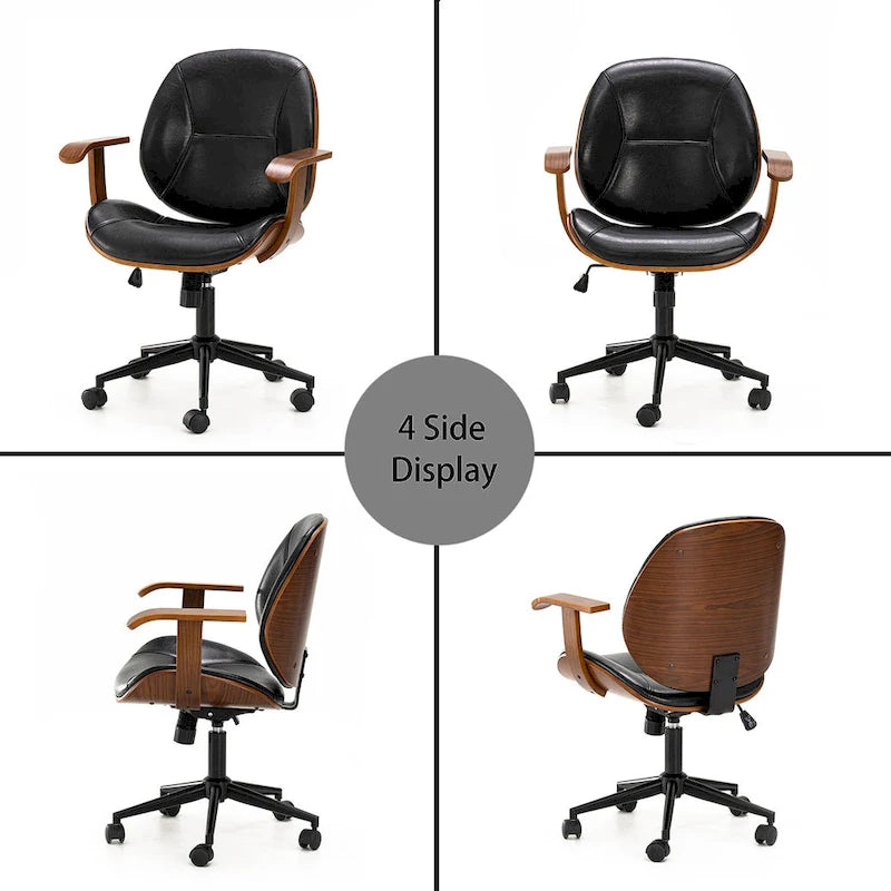 Chaise de bureau pivotante Glitzhome moderne ergonomique en similicuir réglable avec vérin à gaz