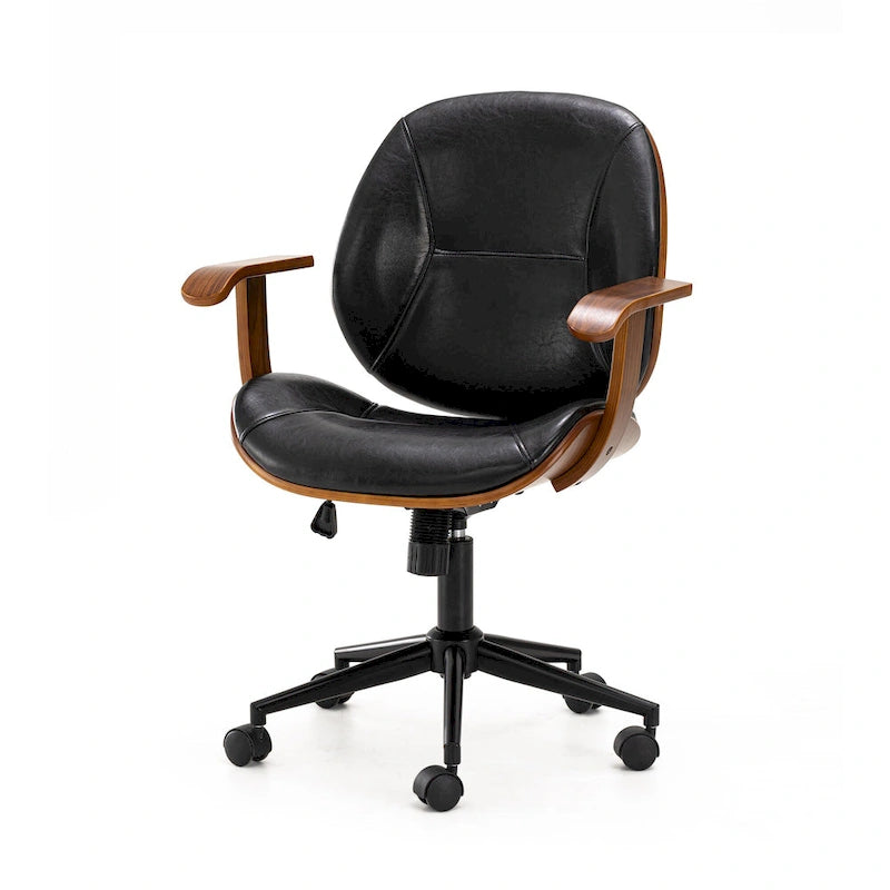 Chaise de bureau pivotante Glitzhome moderne ergonomique en similicuir réglable avec vérin à gaz