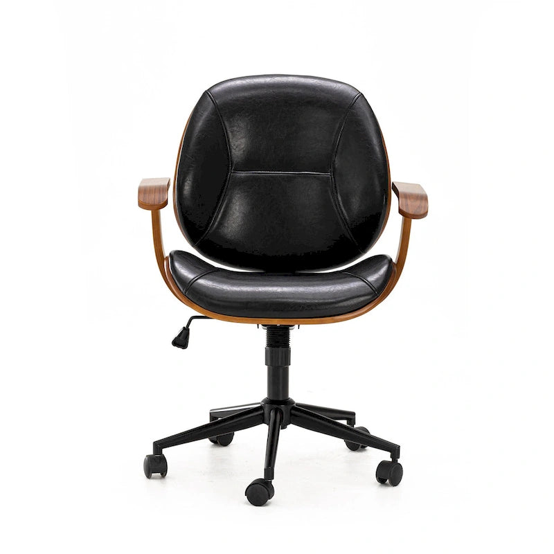 Chaise de bureau pivotante Glitzhome moderne ergonomique en similicuir réglable avec vérin à gaz