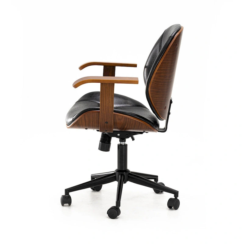 Chaise de bureau pivotante Glitzhome moderne ergonomique en similicuir réglable avec vérin à gaz